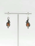 Sunstone Wire Wrapped Earrings Sterling Silver