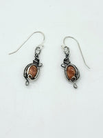 Sunstone Wire Wrapped Earrings Sterling Silver