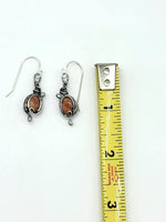 Sunstone Wire Wrapped Earrings Sterling Silver