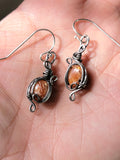 Sunstone Wire Wrapped Earrings Sterling Silver