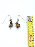 Sunstone Wire Wrapped Earrings Sterling Silver