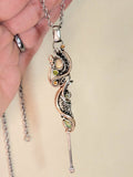 Opal Peridot Citrine Dab Tool Necklace Sterling Argentium and Rose Goldfill