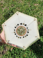 Moldavite Quartz Selenite 6 Sided Orgonite Pyramid With Tensor Ring Plus Crystal Grid