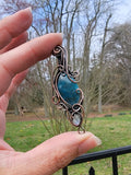 Carnelian Blue Apatite Moonstone Copper Wire Wrapped Pendant