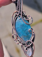 Carnelian Blue Apatite Moonstone Copper Wire Wrapped Pendant