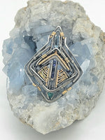 Iolite Neon Blue Apatite Aquamarine Symmetrical Tech Pendant