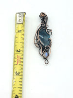 Carnelian Blue Apatite Moonstone Copper Wire Wrapped Pendant